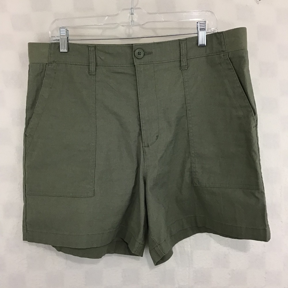 Lee Womens‎ Olive Green Utility Shorts High Rise Patch Pocket Size 16